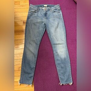 EUC MOTHER Women’s 28 Looker Ankle Fray Jeans Tourist Trap Light Wash Denim USA